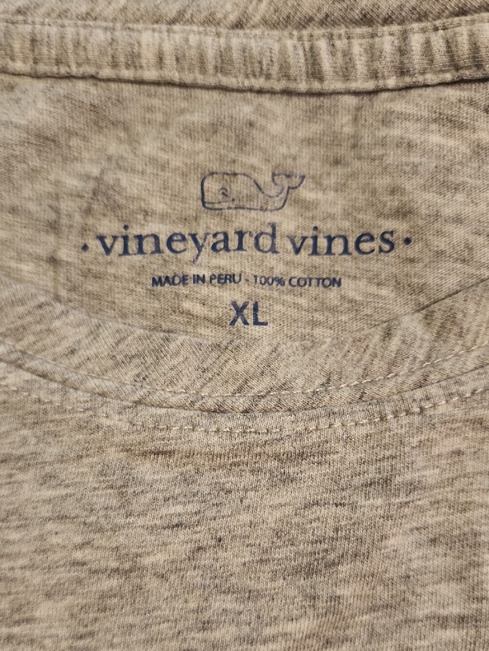 Vineyard Vines Heather Gray Pocket Tee with Striped Whale - Picture 2 of 3